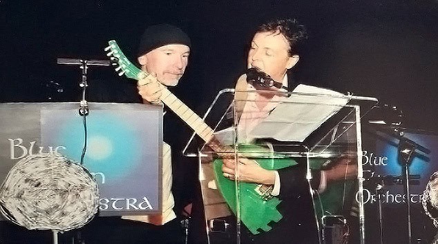 McCartney playing the Barretstown Guitar